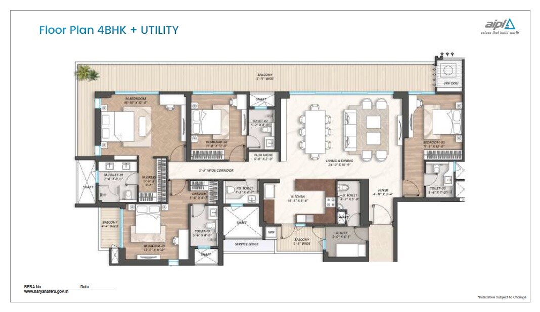 4 BHK 1840 Sq. Ft. Apartment