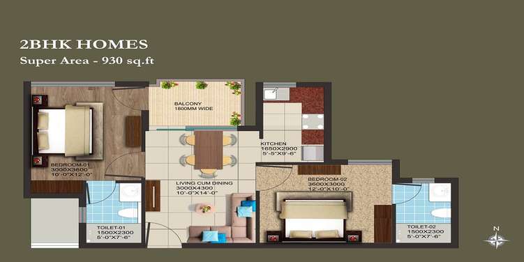 aipl club residences apartment 2 bhk 930sqft 20244127154133