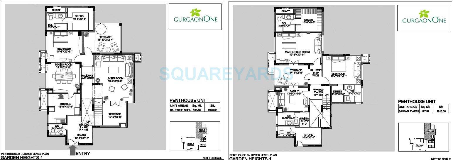 Floor plan of 3 BHK 3943 Sq. Ft. Penthouse in Alphacorp Gurgaon One 22, Gurgaon
