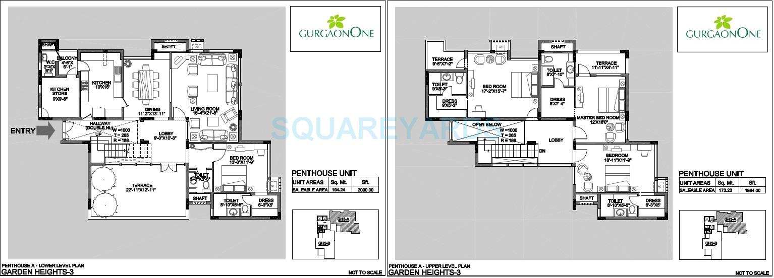Floor plan of 4 BHK 3974 Sq. Ft. Penthouse in Alphacorp Gurgaon One 22, Gurgaon