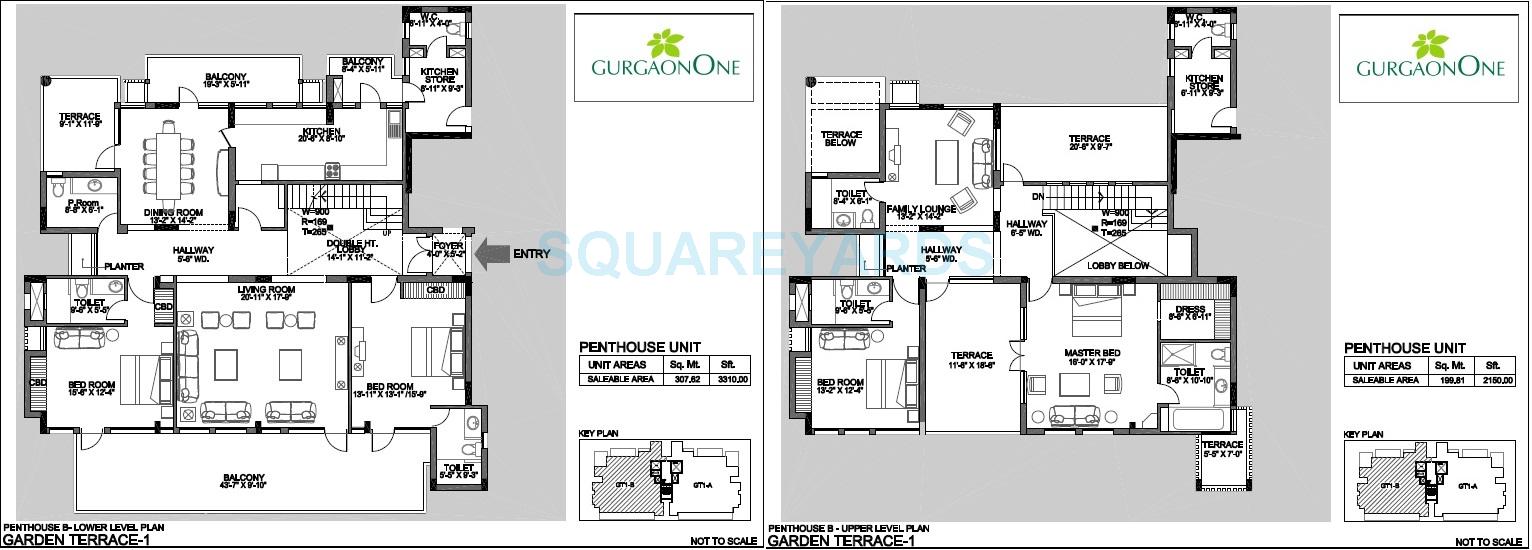 Floor plan of 4 BHK 5460 Sq. Ft. Penthouse in Alphacorp Gurgaon One 22, Gurgaon
