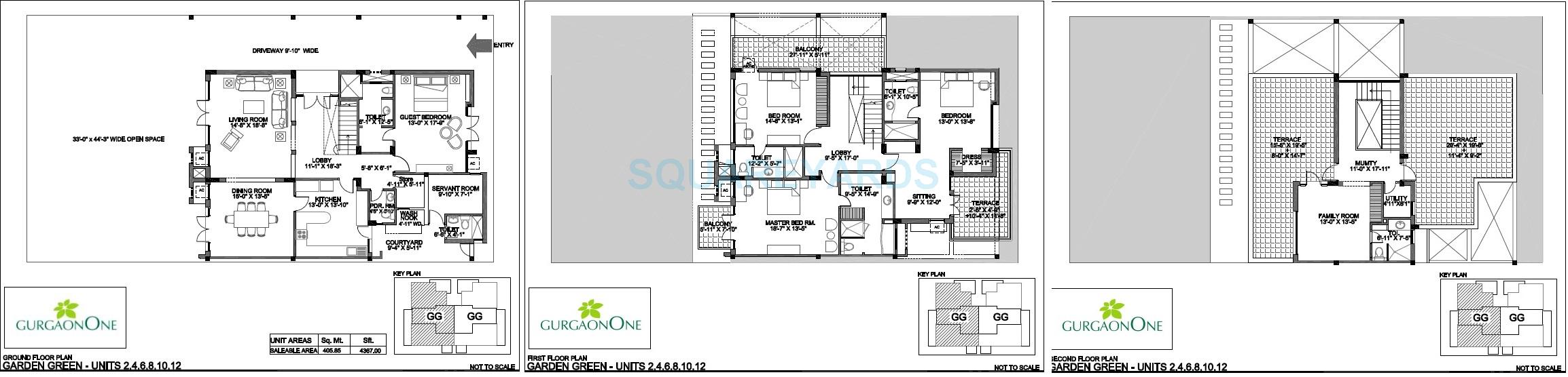 Floor plan of 4 BHK 4367 Sq. Ft. Villa in Alphacorp Gurgaon One 22, Gurgaon