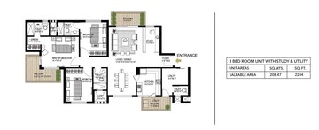  3 BHK Apartment at Alphacorp Gurgaon One 84, Sector 84 – for Rent