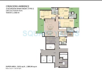  3 BHK Apartment at Ambience Creacions, Sector 22 – for Rent