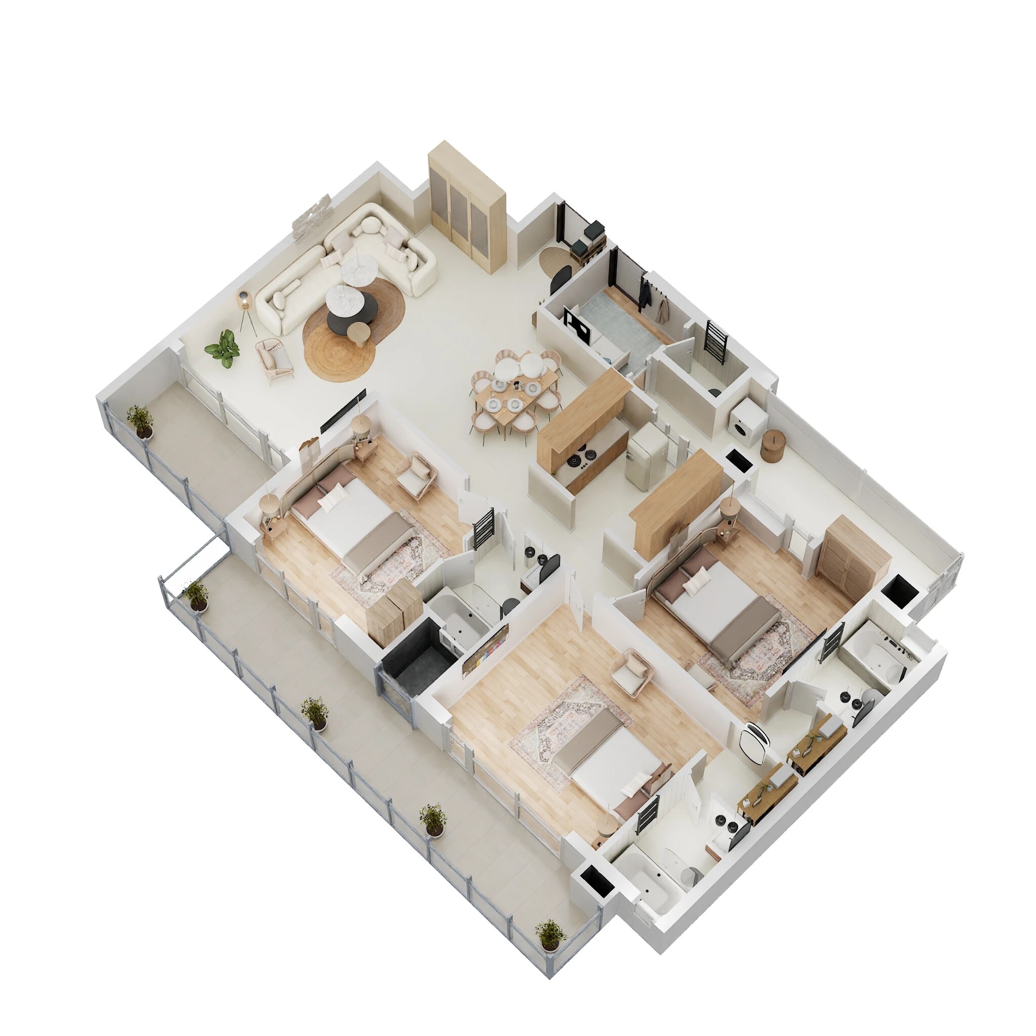 Floor plan of 3 BHK 2270 Sq. Ft. Apartment in Ameya Sapphire Residences, Gurgaon