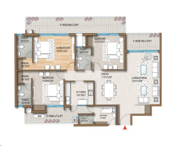 3 BHK 2270 Sq. Ft. Apartment in Ameya Sapphire Residences