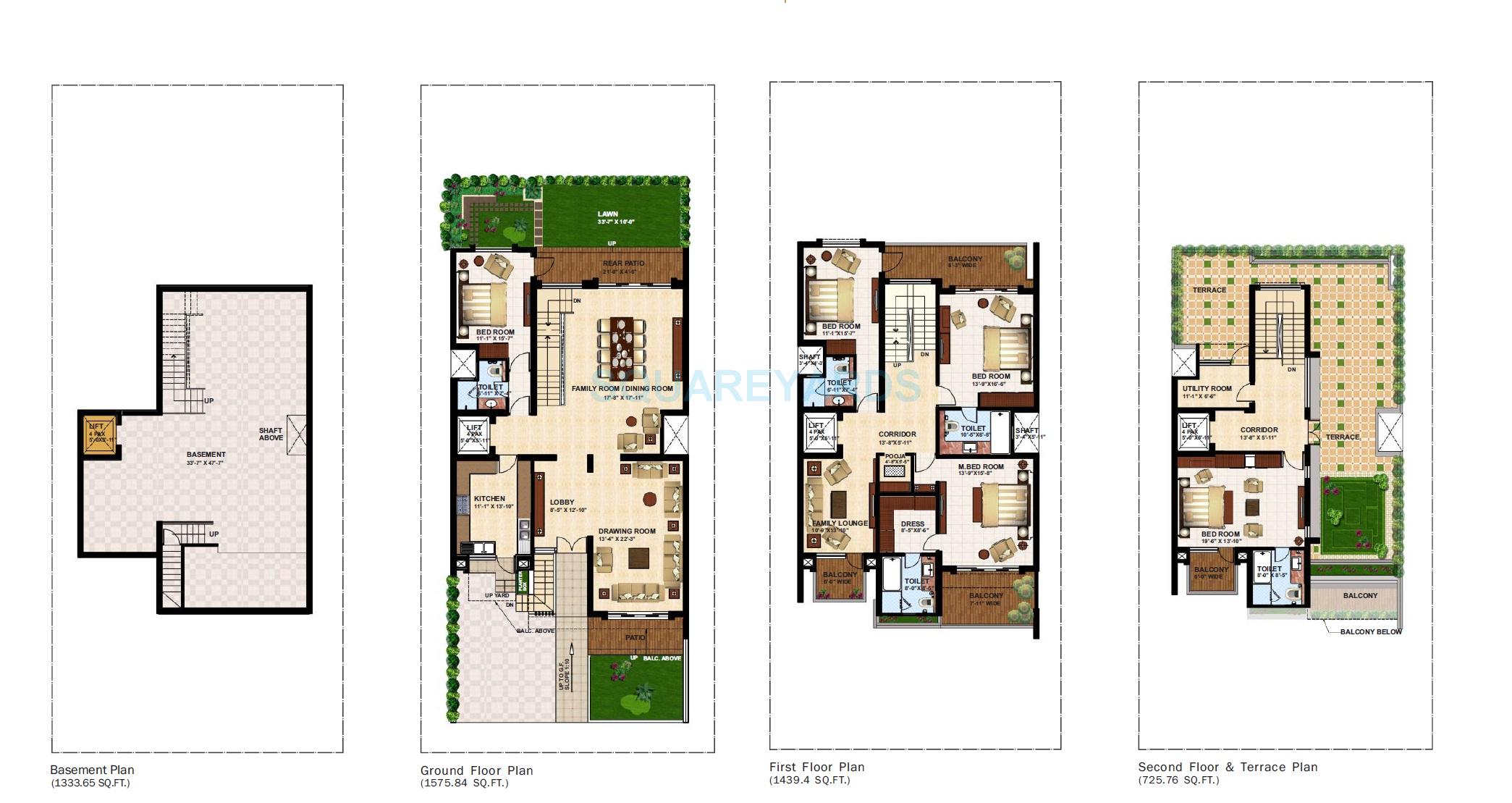 Floor plan of 5 BHK 5000 Sq. Ft. Villa in Anant Raj Estate The Villas, Gurgaon