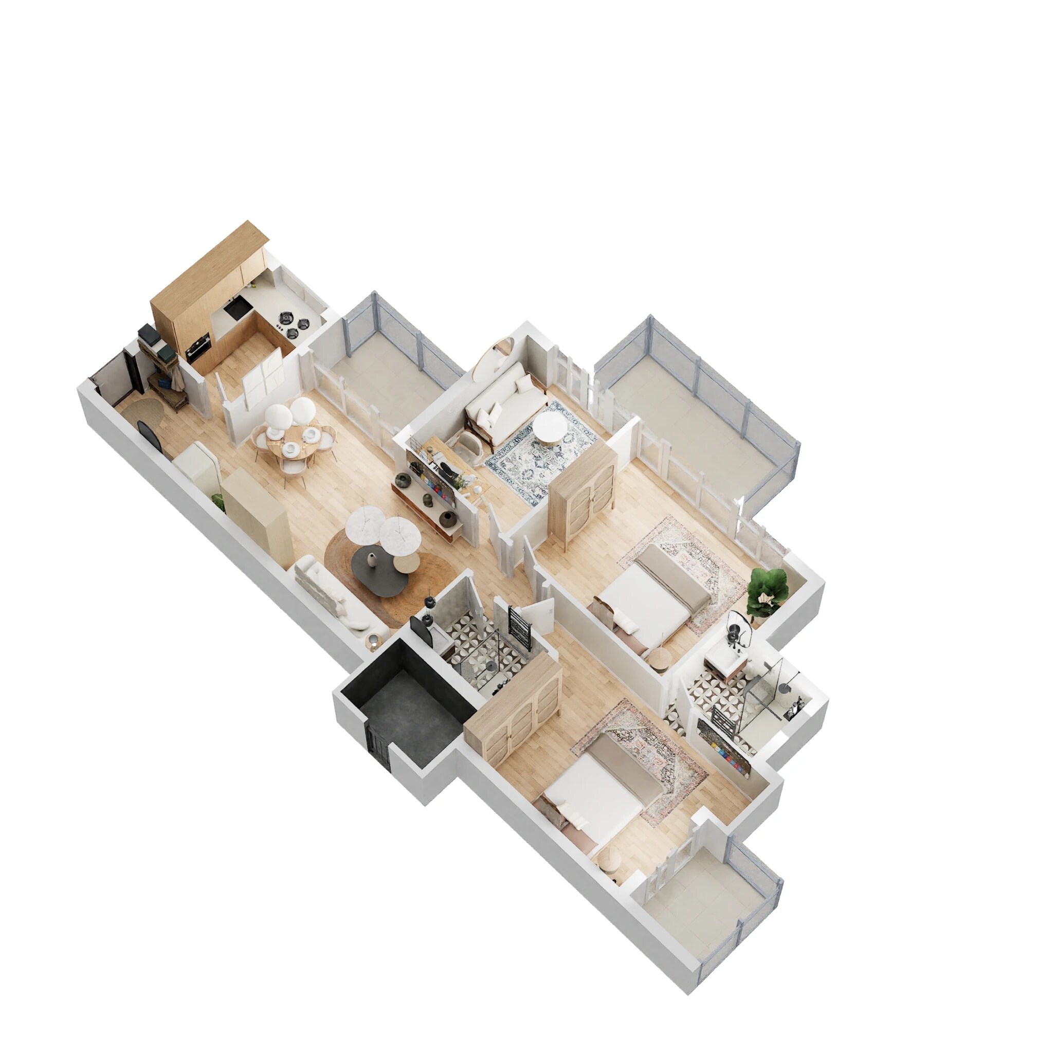 Floor plan of 2 BHK 1292 Sq. Ft. Apartment in Anant Raj Madelia, Gurgaon