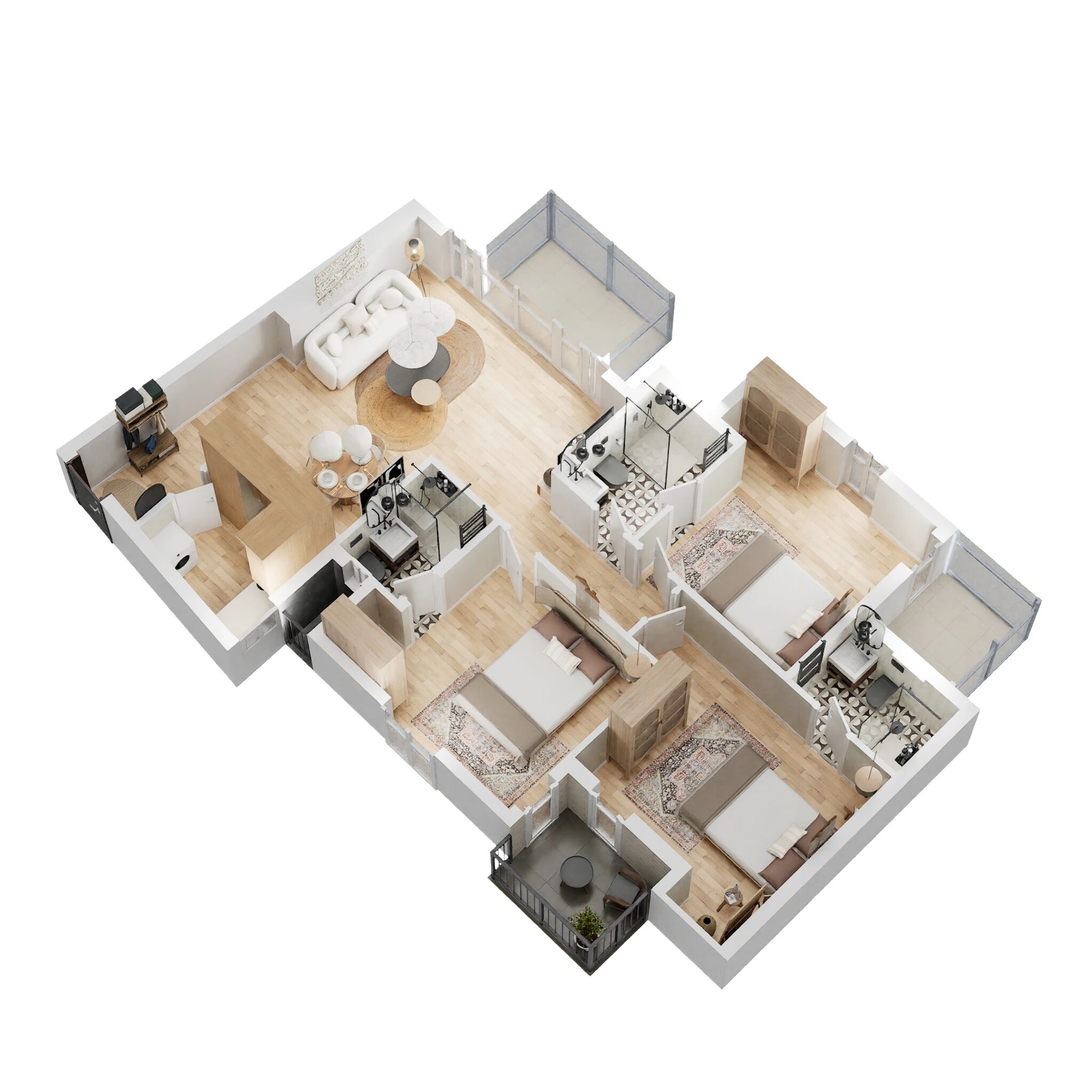 Floor plan of 3 BHK 1540 Sq. Ft. Apartment in Anant Raj Madelia, Gurgaon