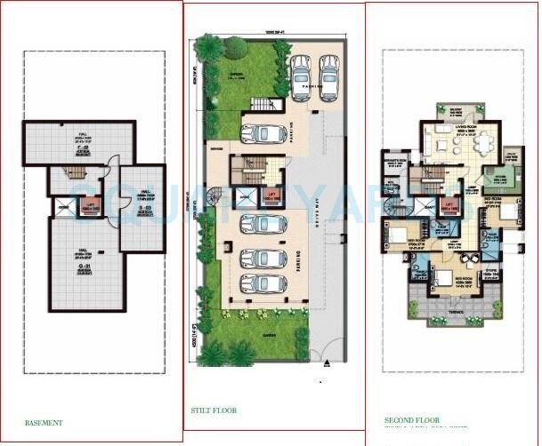 Floor plan of 3 BHK 2391 Sq. Ft. Ind Floor in Anant Raj The Estate Floors, Gurgaon