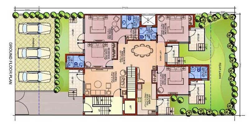 Floor plan of 4 BHK 2038 Sq. Ft. Ind Floor in Ansal API Esencia, Gurgaon