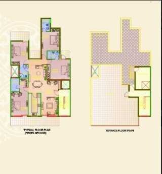 Floor plan of 3 BHK 1394 Sq. Ft. Apartment in Ansal API Esencia Wood Winds, Gurgaon