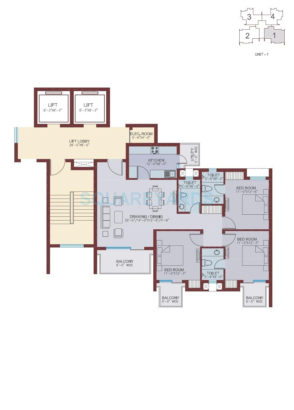 3 BHK 1877 Sq. Ft. Apartment
