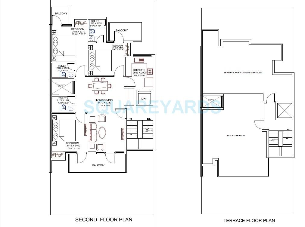 Floor plan of 3 BHK 1685 Sq. Ft. Ind Floor in Ansal API Versalia, Gurgaon