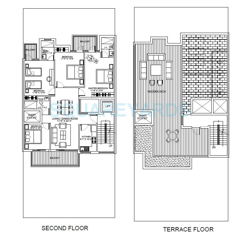 Floor plan of 4 BHK 1818 Sq. Ft. Ind Floor in Ansal API Versalia, Gurgaon