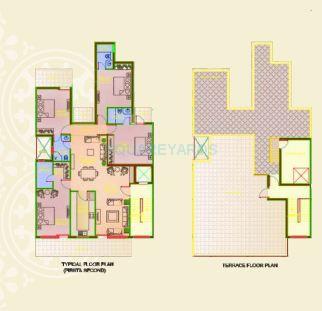 Floor plan of 4 BHK 1818 Sq. Ft. Ind Floor in Versalia WoodWinds, Gurgaon