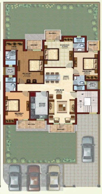 Floor plan of 4 BHK 1746 Sq. Ft. Ind Floor in Ansal Florence Residency, Gurgaon
