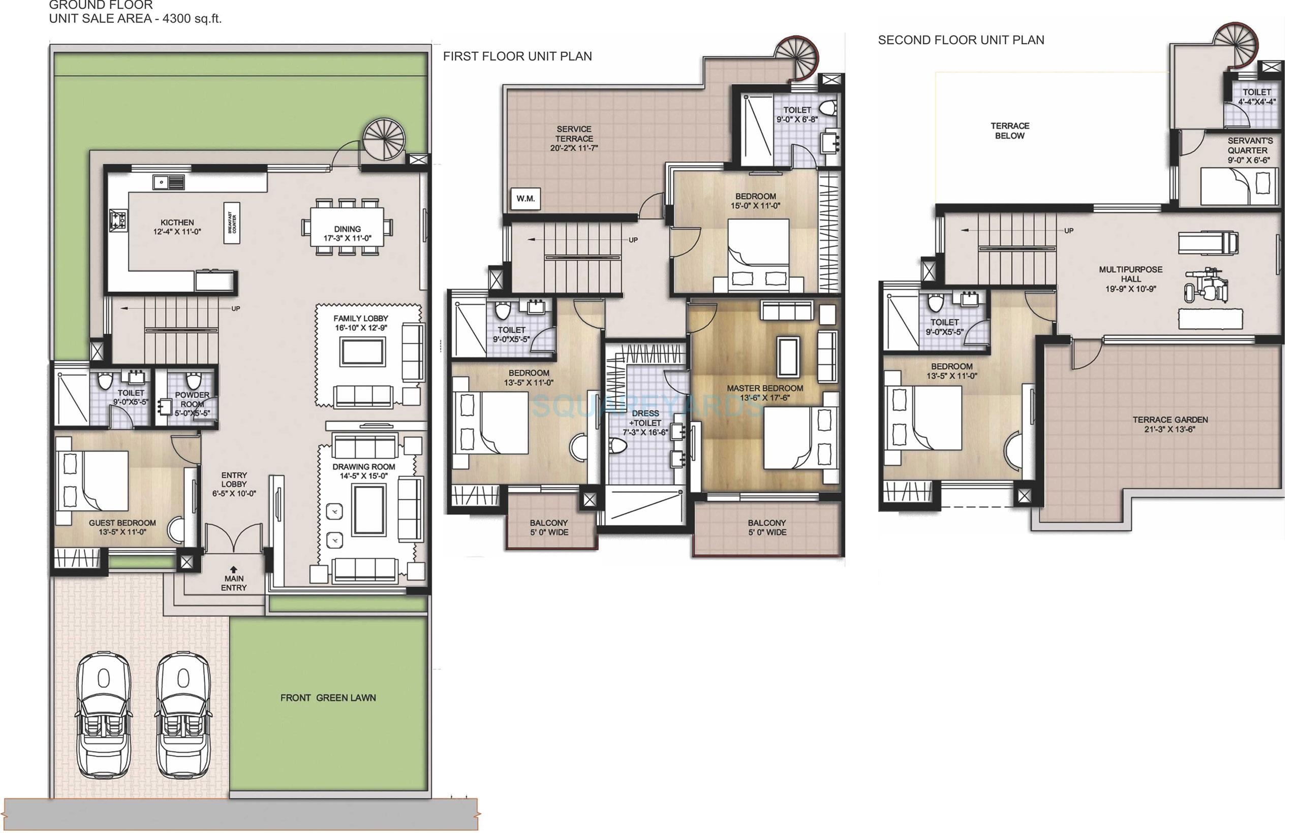 Floor plan of 5 BHK 4300 Sq. Ft. Villa in Ansal Height 86, Gurgaon