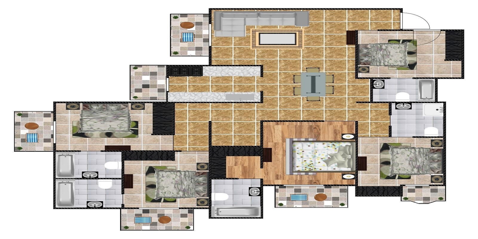 Floor plan of 5 BHK 3000 Sq. Ft. Apartment in Ansal Valley View Estate, Gurgaon