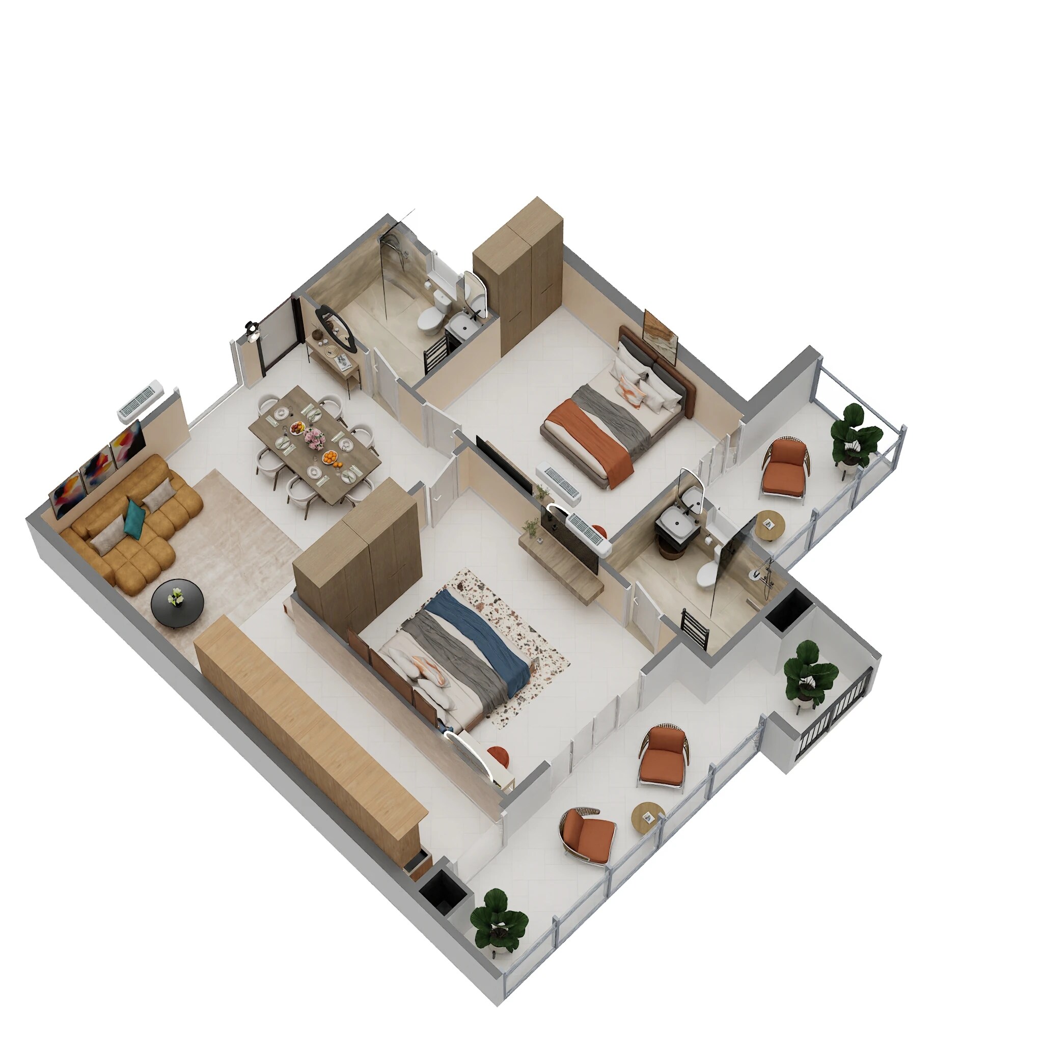 Floor plan of 2 BHK 1550 Sq. Ft. Apartment in Arttech The Story House, Gurgaon