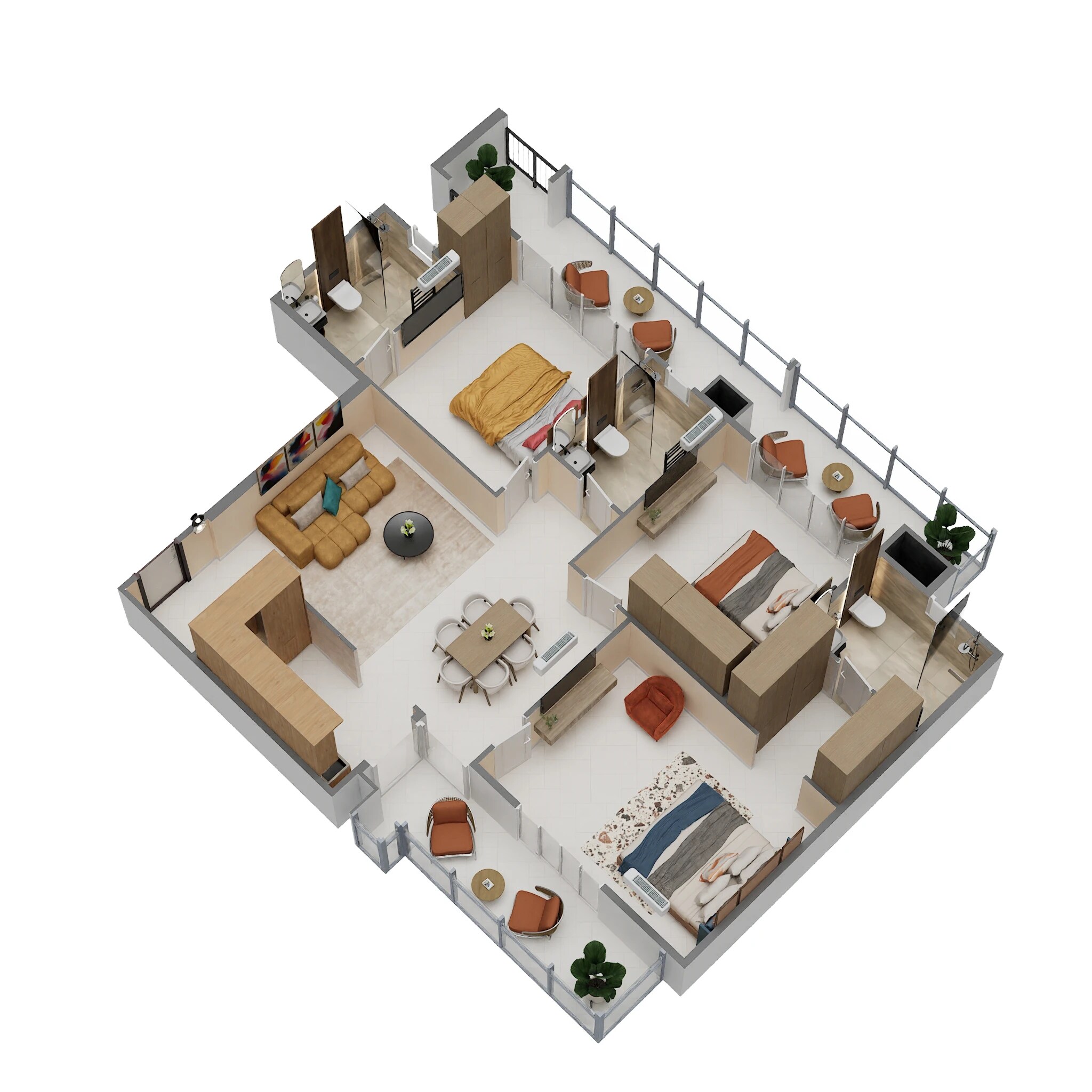 Floor plan of 3 BHK 1785 Sq. Ft. Apartment in Arttech The Story House, Gurgaon