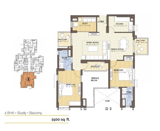 2 BHK 1500 Sq. Ft. Apartment