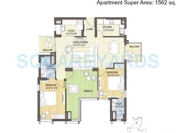2 BHK 1562 Sq. Ft. Apartment