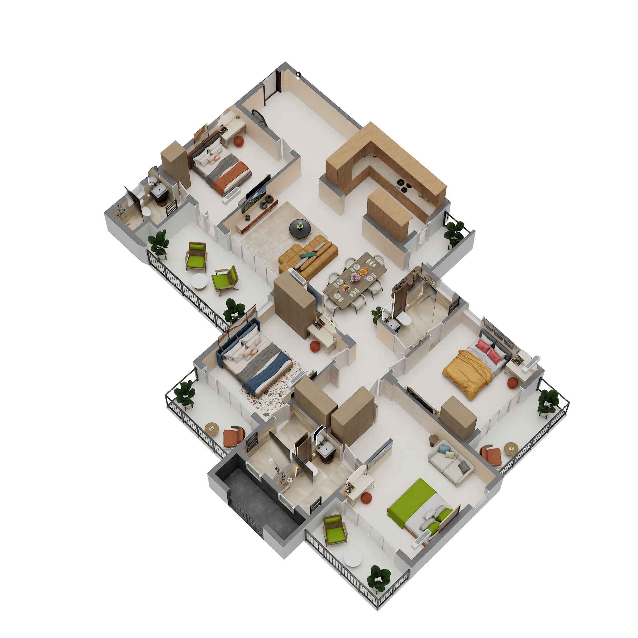 Floor plan of 4 BHK 1919 Sq. Ft. Apartment in Ashiana Aaroham, Gurgaon