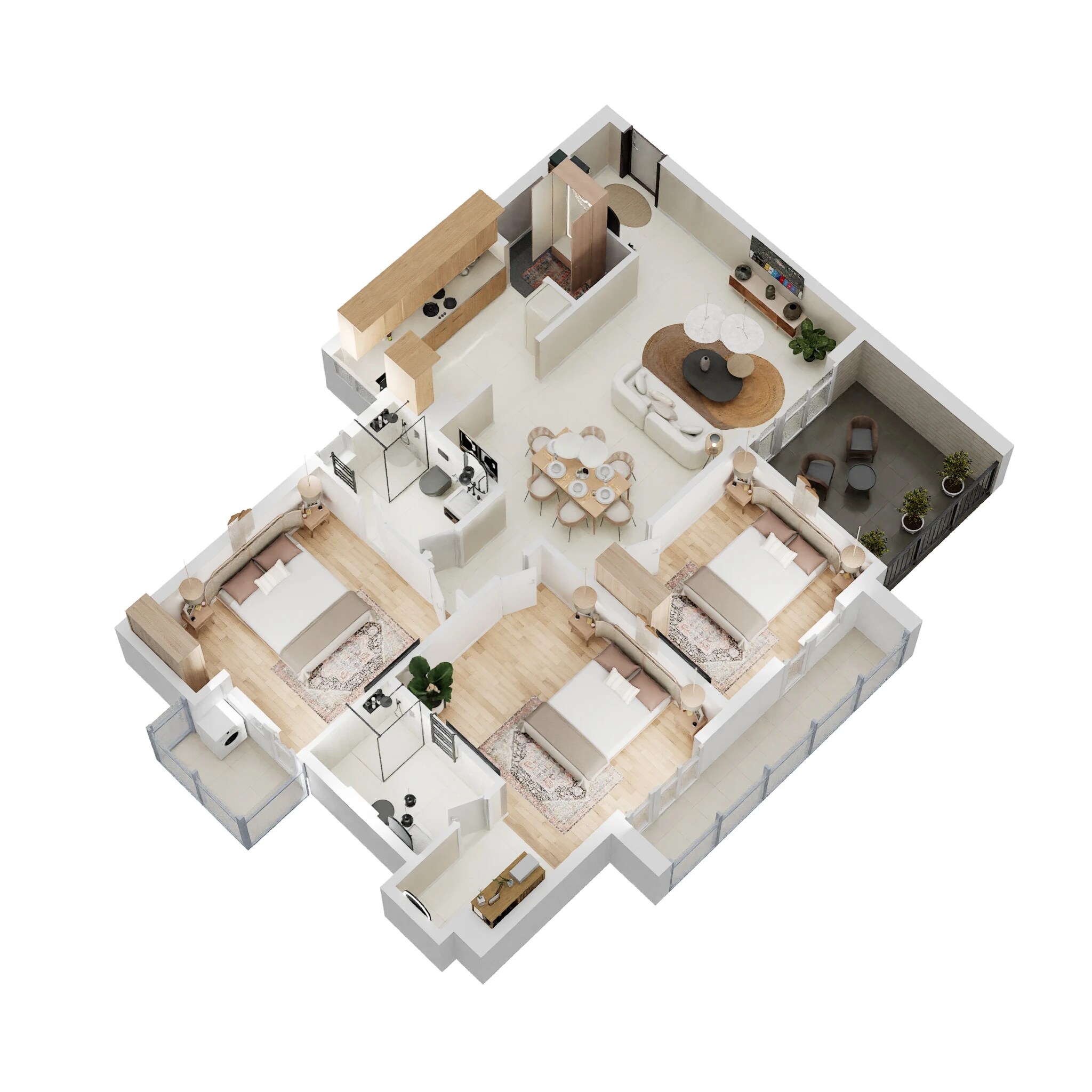 3 BHK 1000 Sq. Ft. Apartment