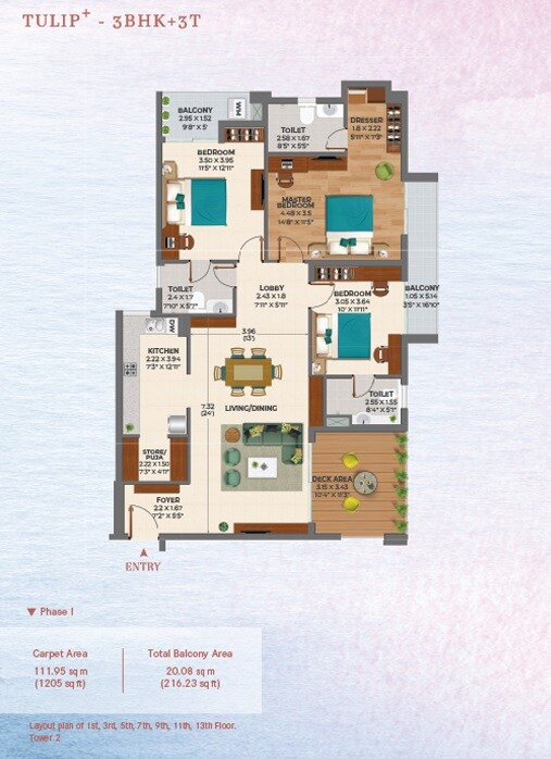  3 BHK Apartment at Ashiana Amarah, Sector 93 – for Sale