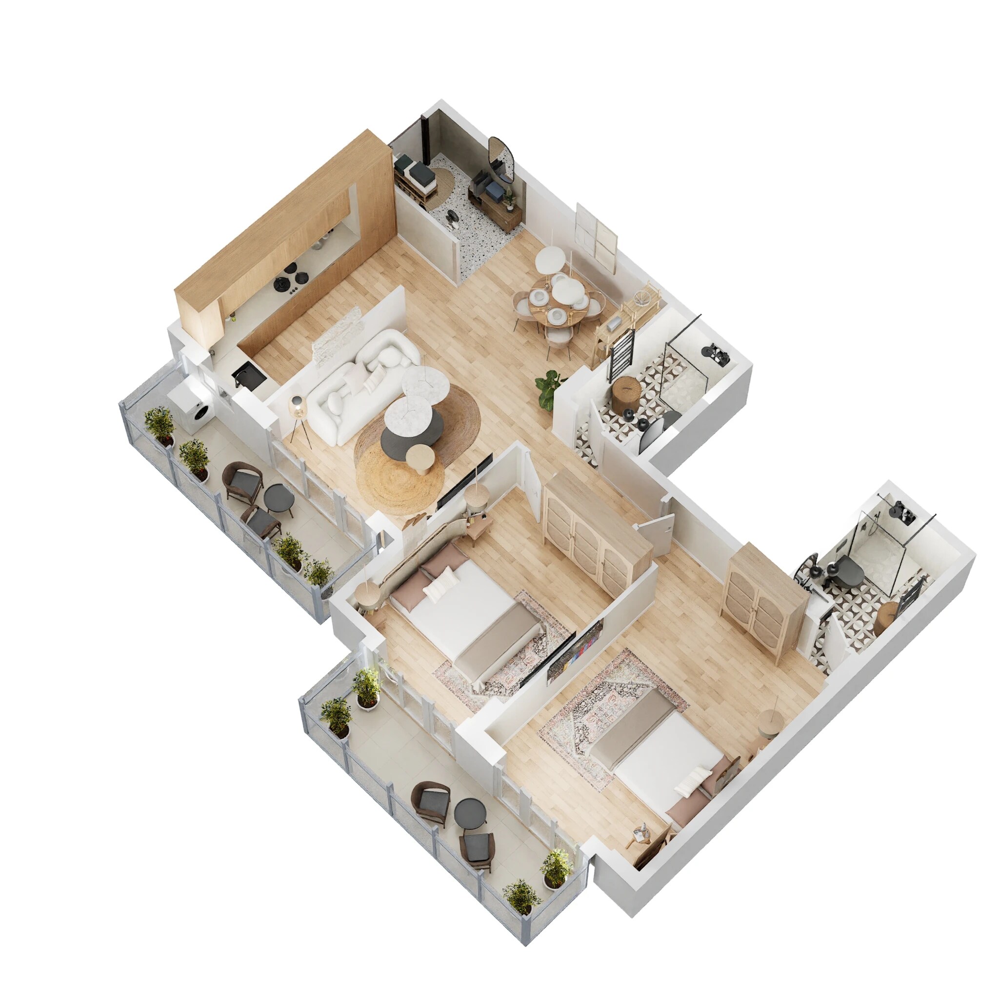 Floor plan of 2 BHK 1205 Sq. Ft. Apartment in Ashiana Housing Anmol, Gurgaon