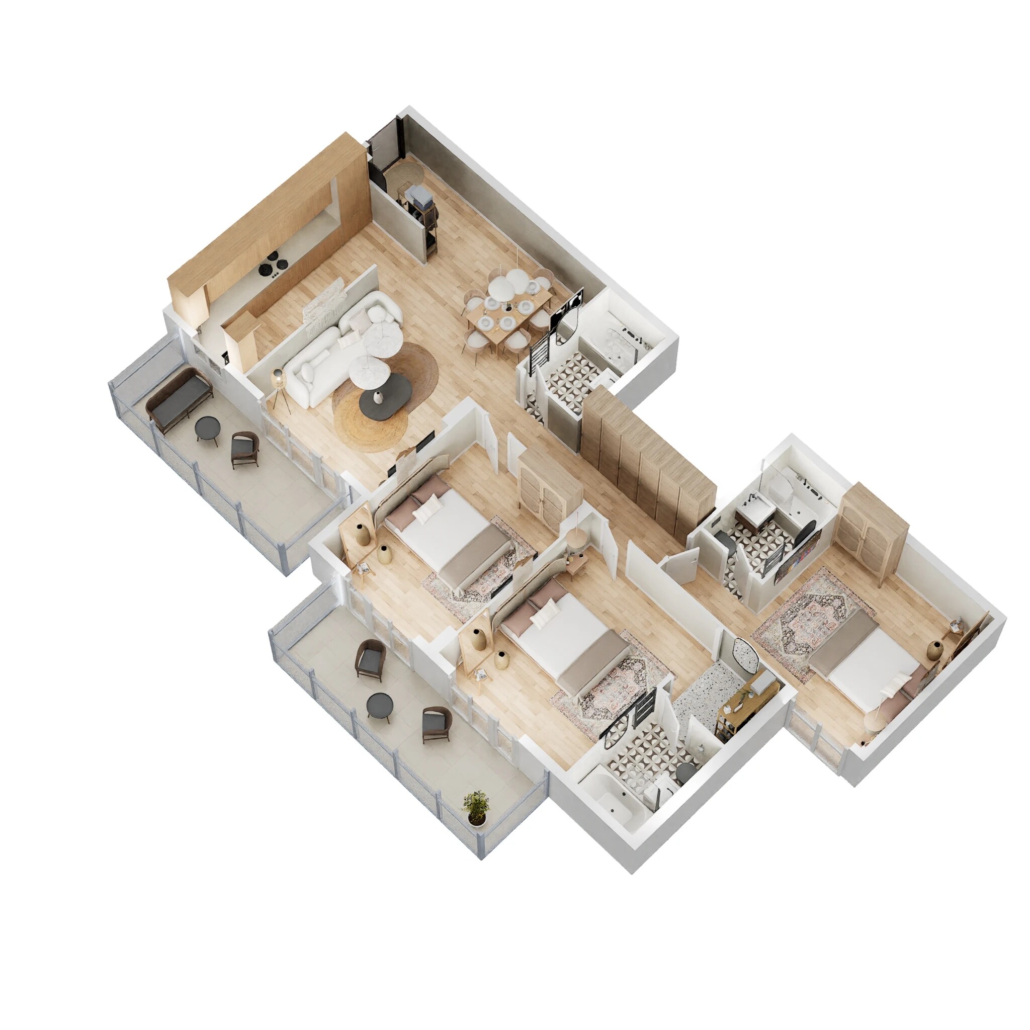 Floor plan of 3 BHK 1527 Sq. Ft. Apartment in Ashiana Housing Anmol, Gurgaon