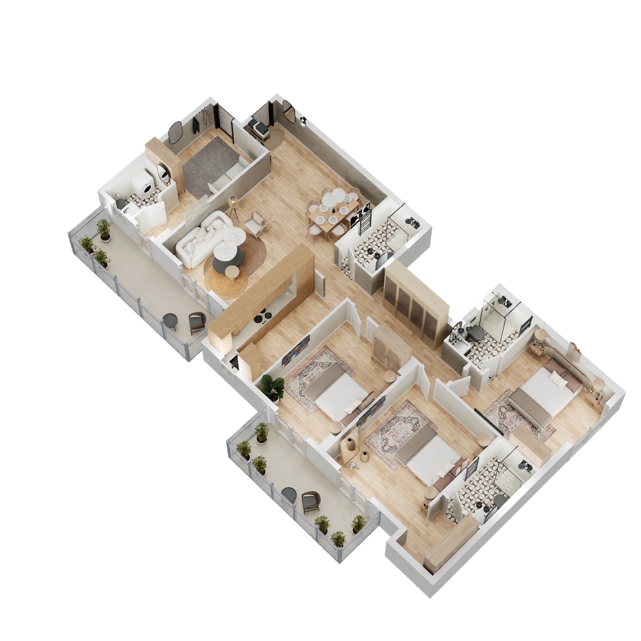 Floor plan of 3 BHK 1884 Sq. Ft. Apartment in Ashiana Housing Anmol, Gurgaon