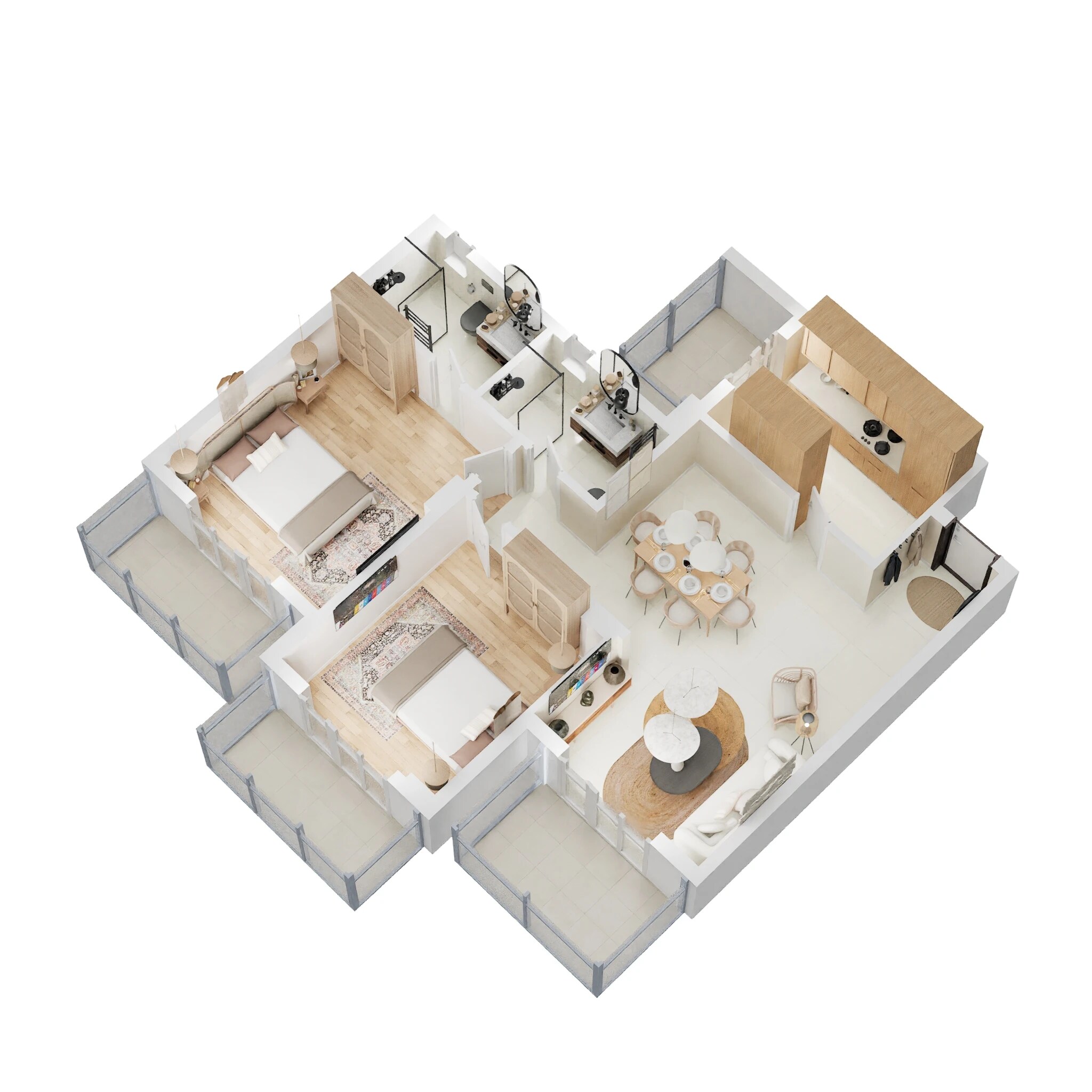 Floor plan of 2 BHK 1210 Sq. Ft. Apartment in Ashiana Mulberry, Gurgaon