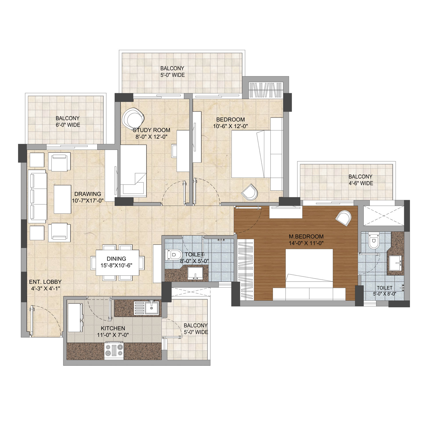  2 BHK Apartment at Ashiana Mulberry, Sohna Sector 2 – for Rent