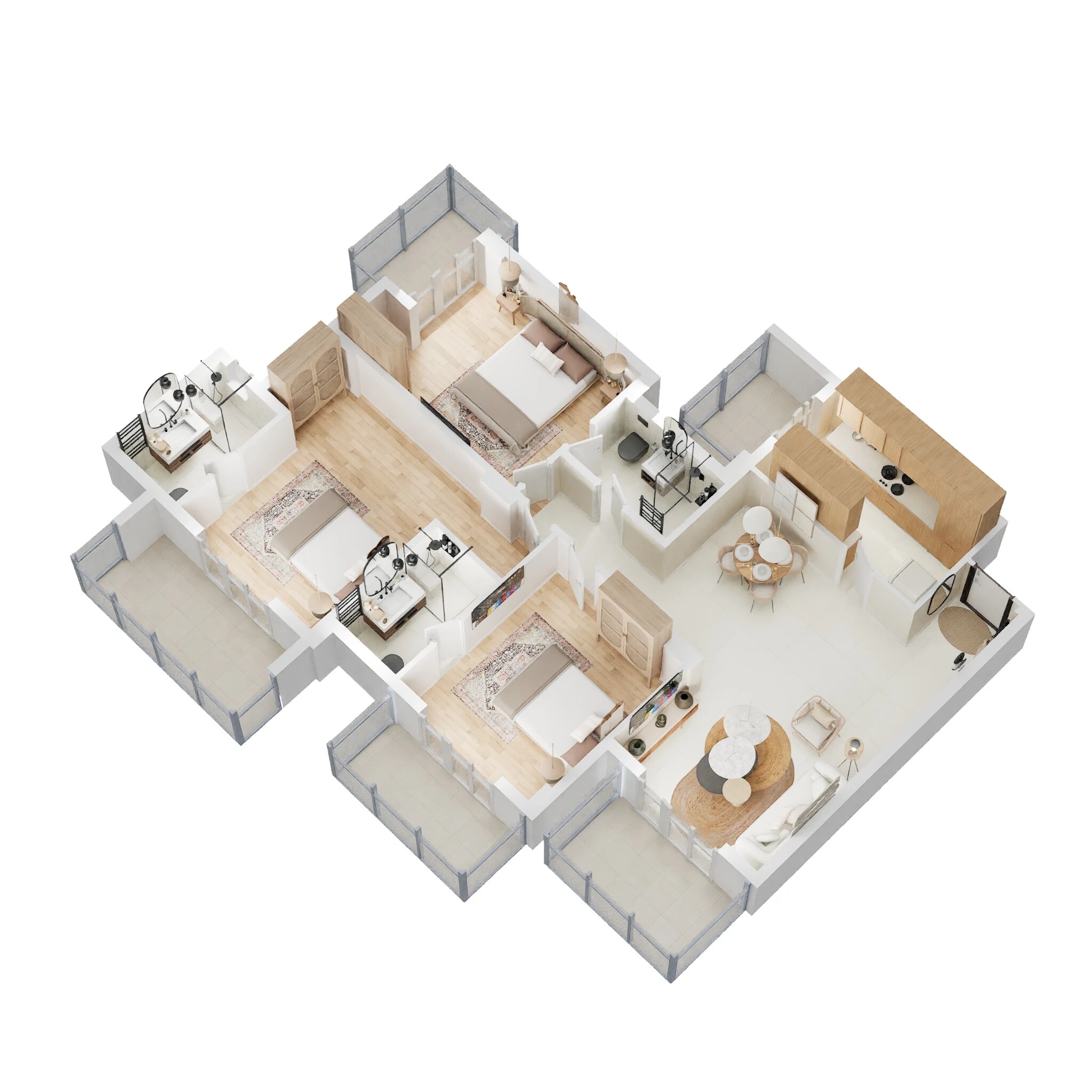 Floor plan of 3 BHK 1730 Sq. Ft. Apartment in Ashiana Mulberry, Gurgaon