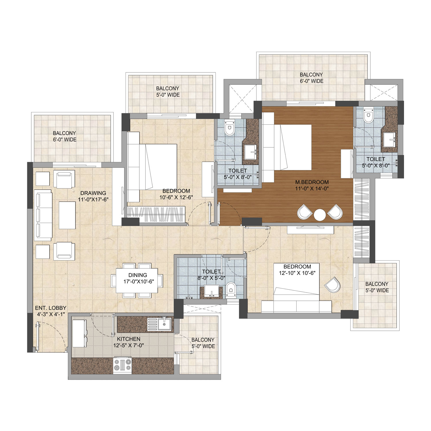  3 BHK Apartment at Ashiana Mulberry, Sohna Sector 2 – for Rent