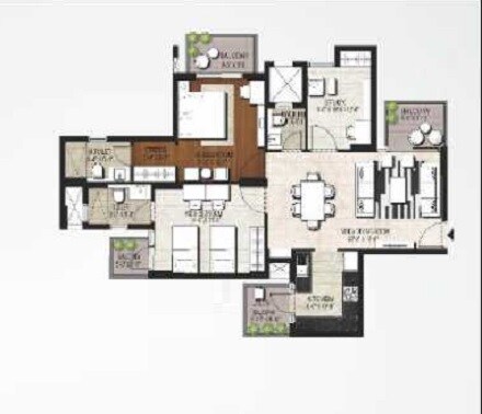 Floor plan of 2 BHK 1470 Sq. Ft. Apartment in Assotech Breeze, Gurgaon