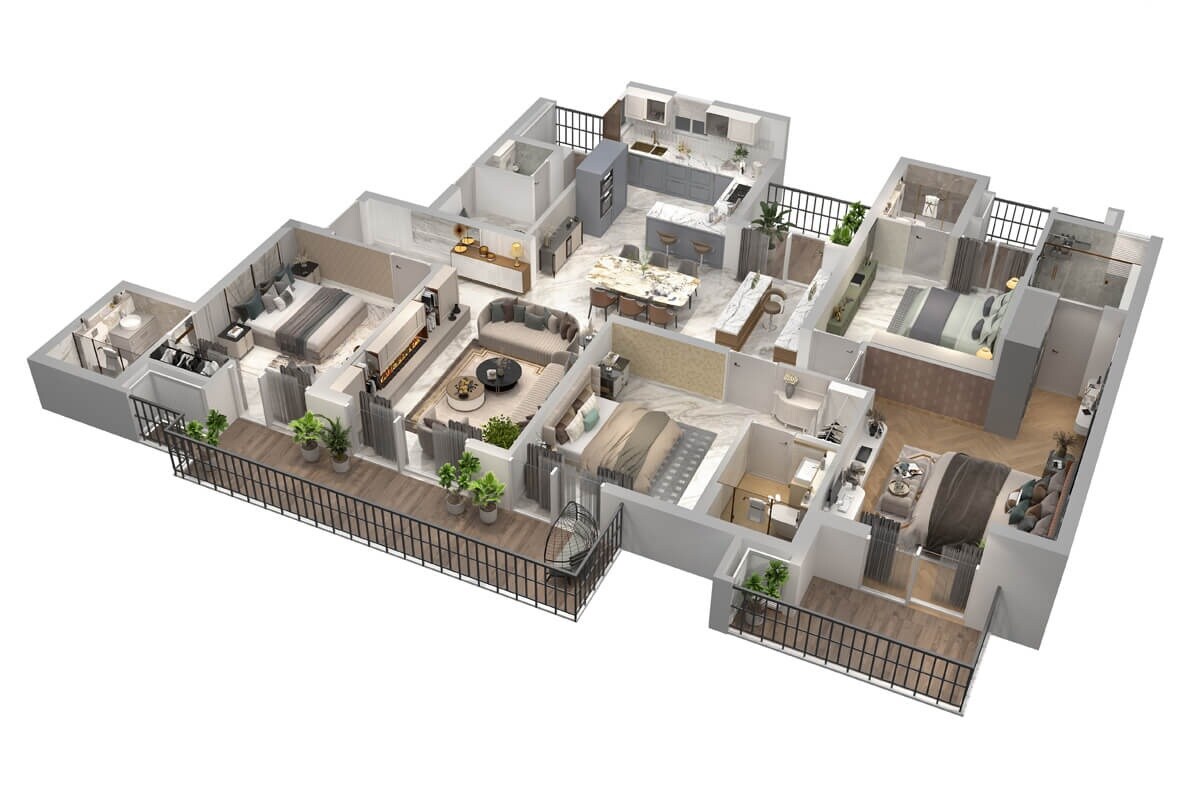 Floor plan of 4 BHK 2900 Sq. Ft. Apartment in ATS Homekraft Sanctuary, Gurgaon