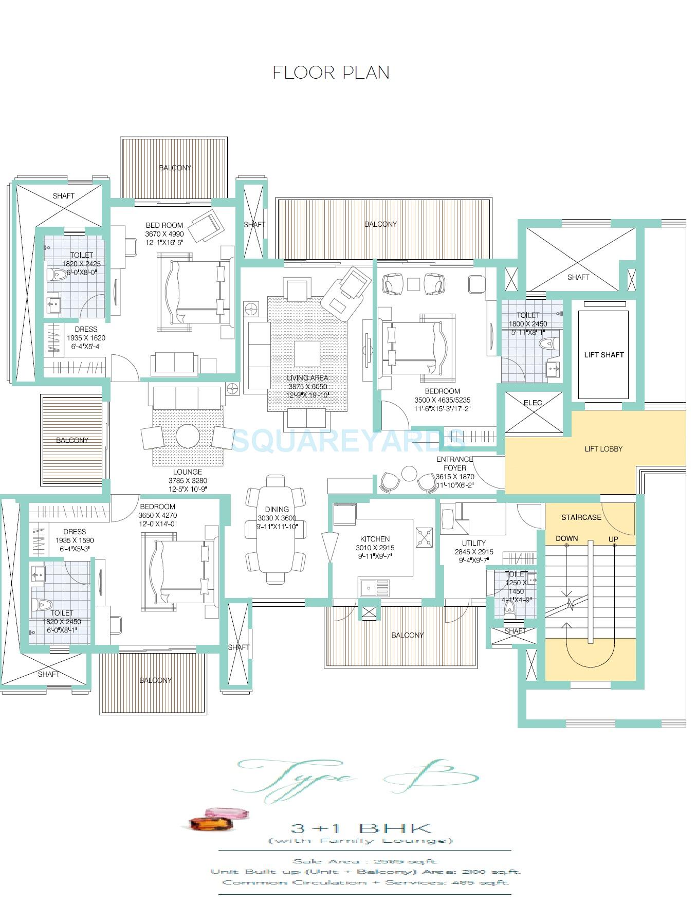  3 BHK Apartment at ATS Tourmaline, Sector 109 – for Rent