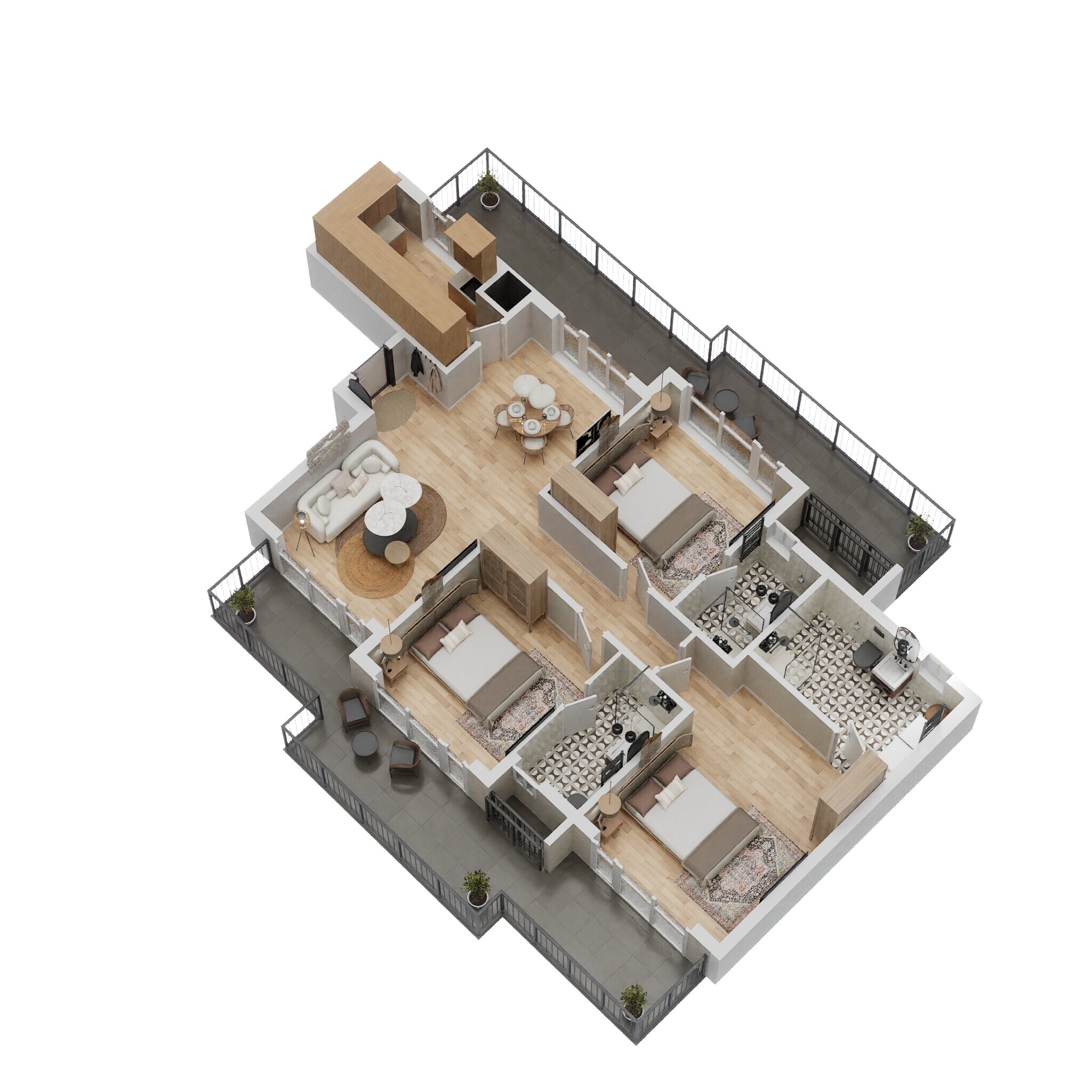 Floor plan of 3 BHK 2015 Sq. Ft. Apartment in Bestech Park View Altura, Gurgaon