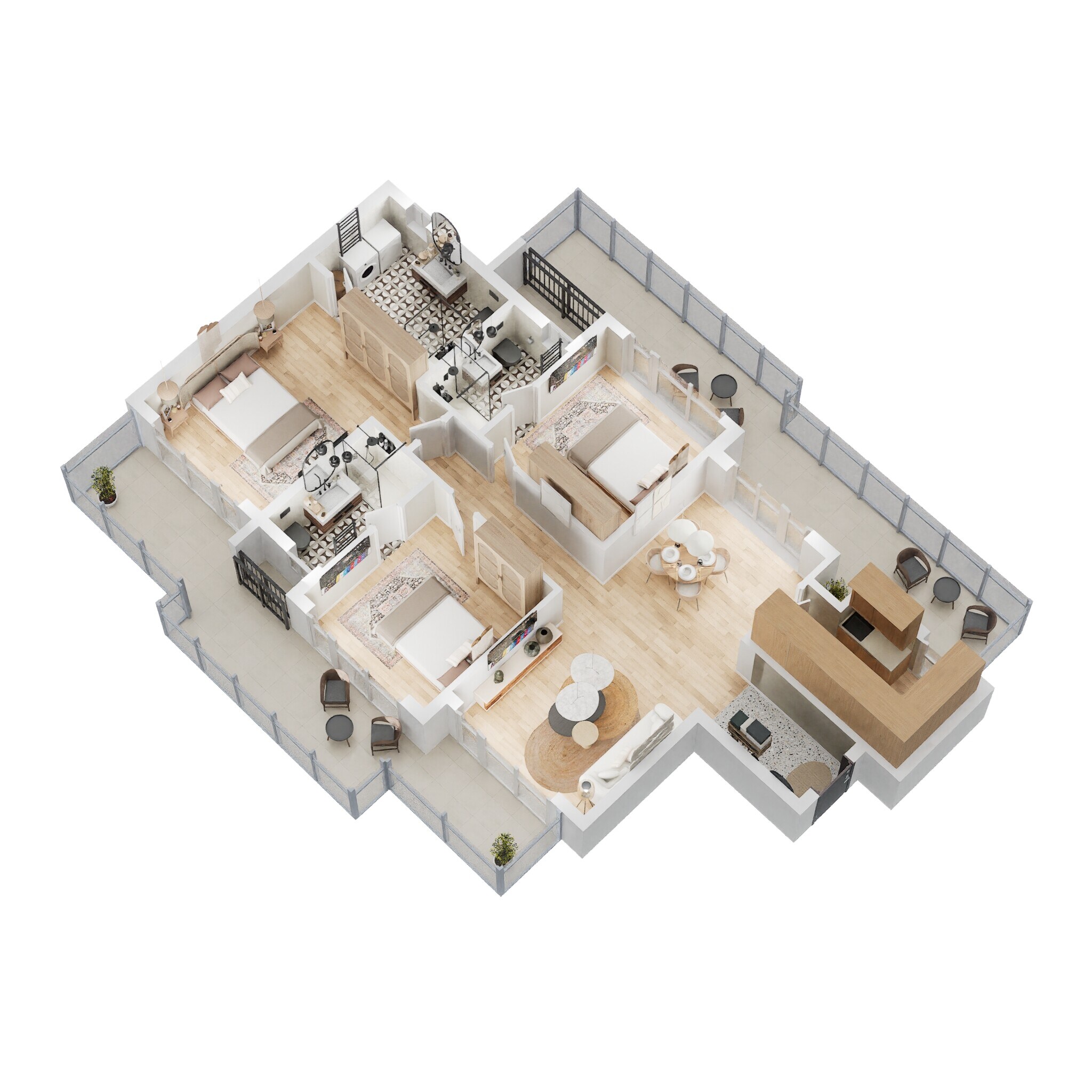 Floor plan of 3 BHK 2050 Sq. Ft. Apartment in Bestech Park View Altura, Gurgaon