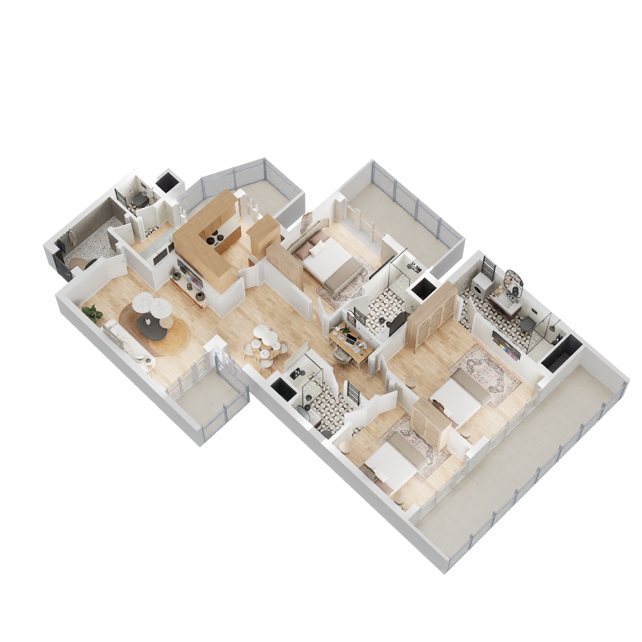 Floor plan of 3 BHK 2150 Sq. Ft. Apartment in Bestech Park View Altura, Gurgaon