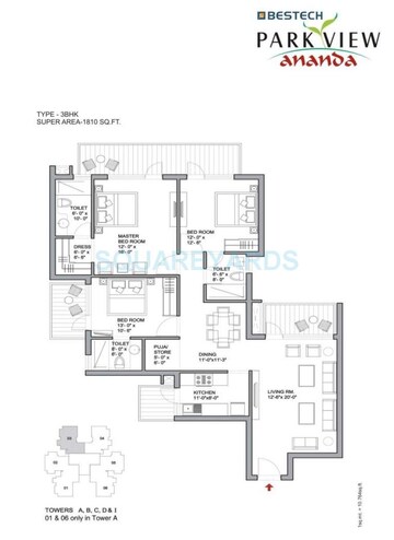 3 BHK Apartment at Bestech Park View Ananda, Sector 81 – for Rent