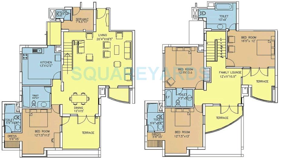 Floor plan of 4 BHK 3062 Sq. Ft. Penthouse in Bestech Park View City 1, Gurgaon
