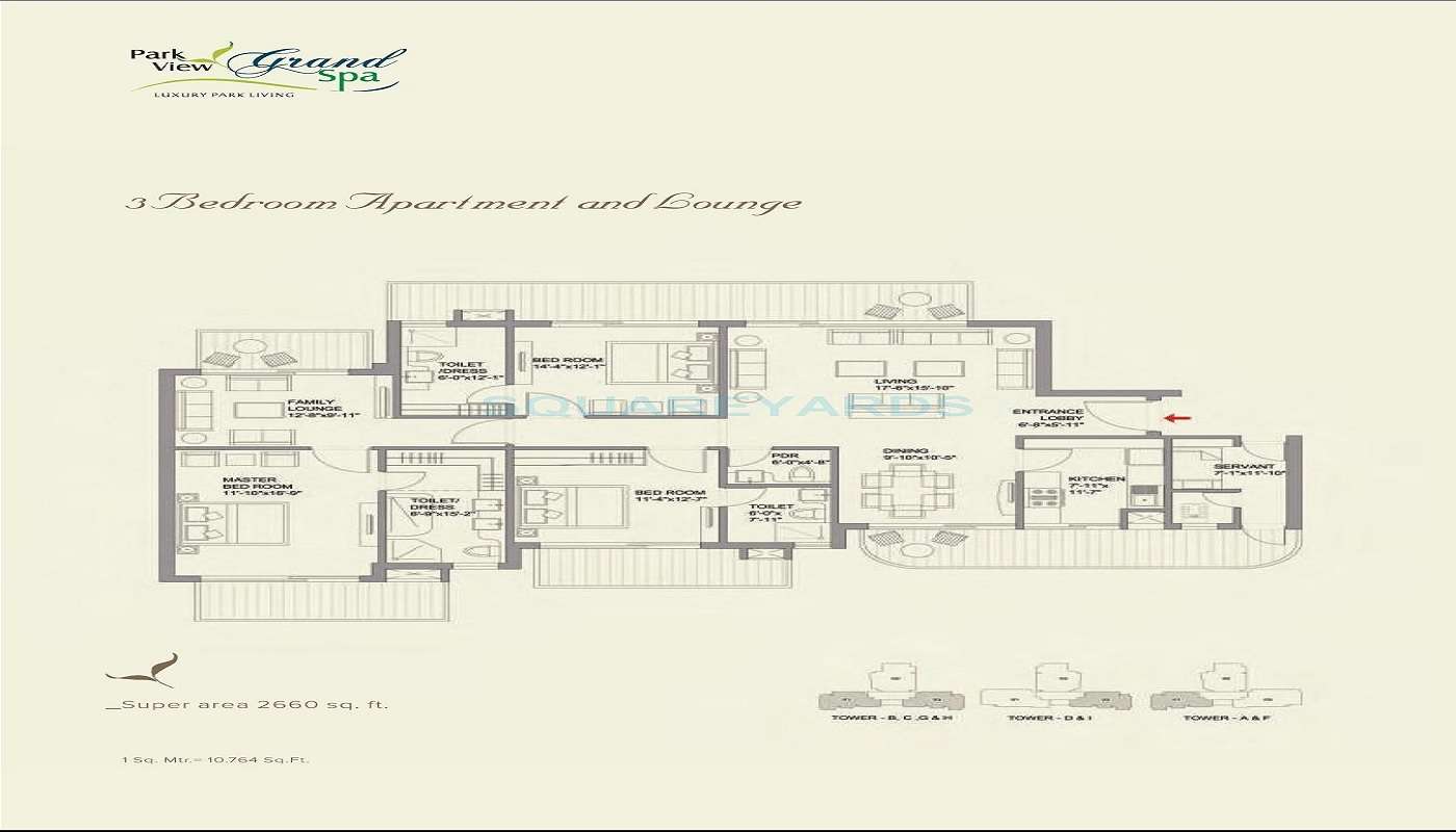 3 BHK 2660 Sq. Ft. Apartment in Bestech Park View Grand Spa