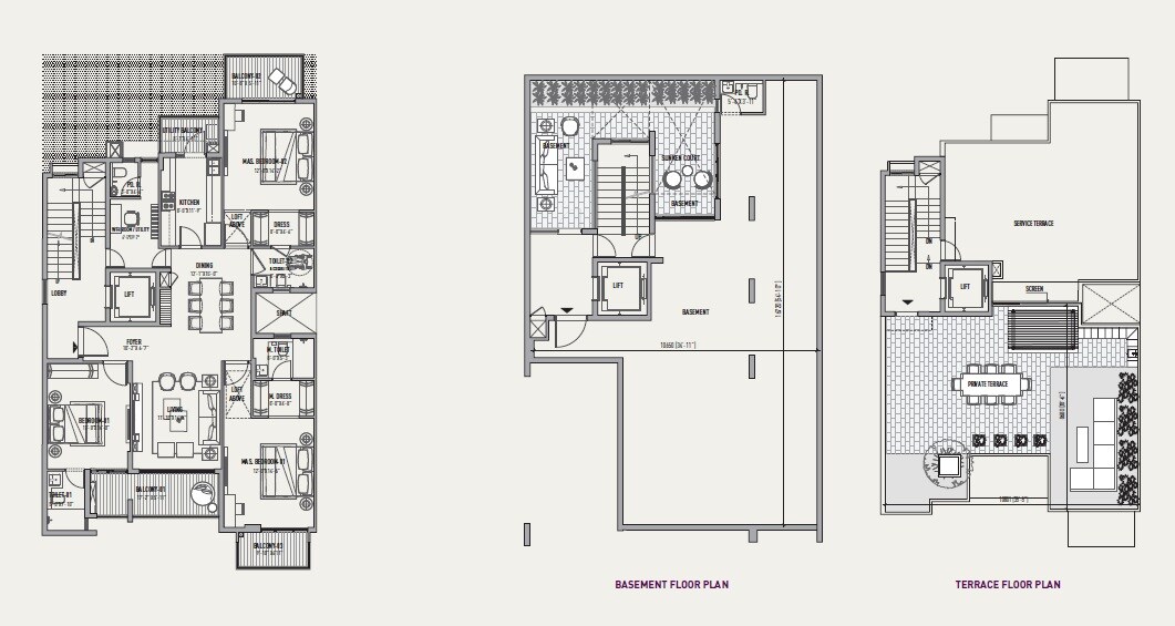 Floor plan of 3 BHK 1600 Sq. Ft. Apartment in Birla Navya Anaika, Gurgaon