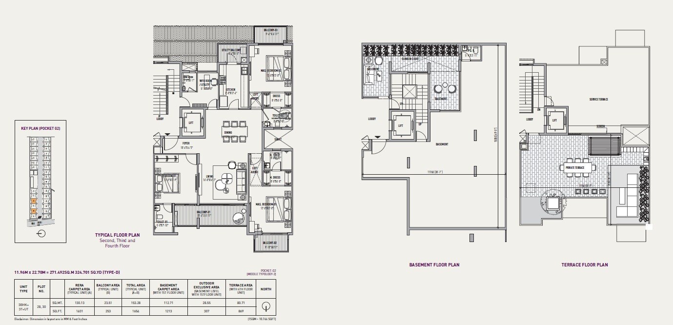 Floor plan of 3 BHK 1654 Sq. Ft. Apartment in Birla Navya Anaika, Gurgaon