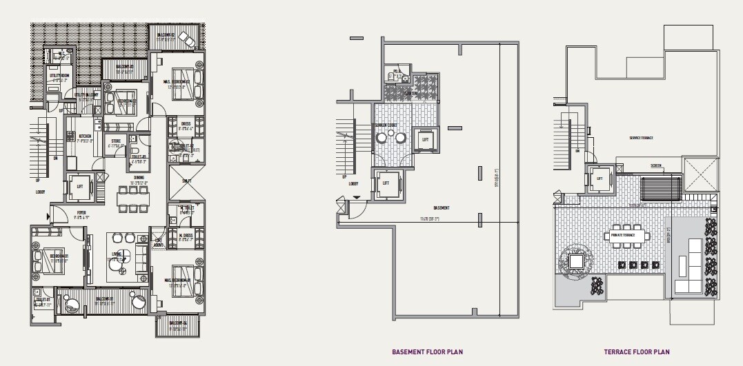 Floor plan of 4 BHK 1841 Sq. Ft. Apartment in Birla Navya Anaika, Gurgaon