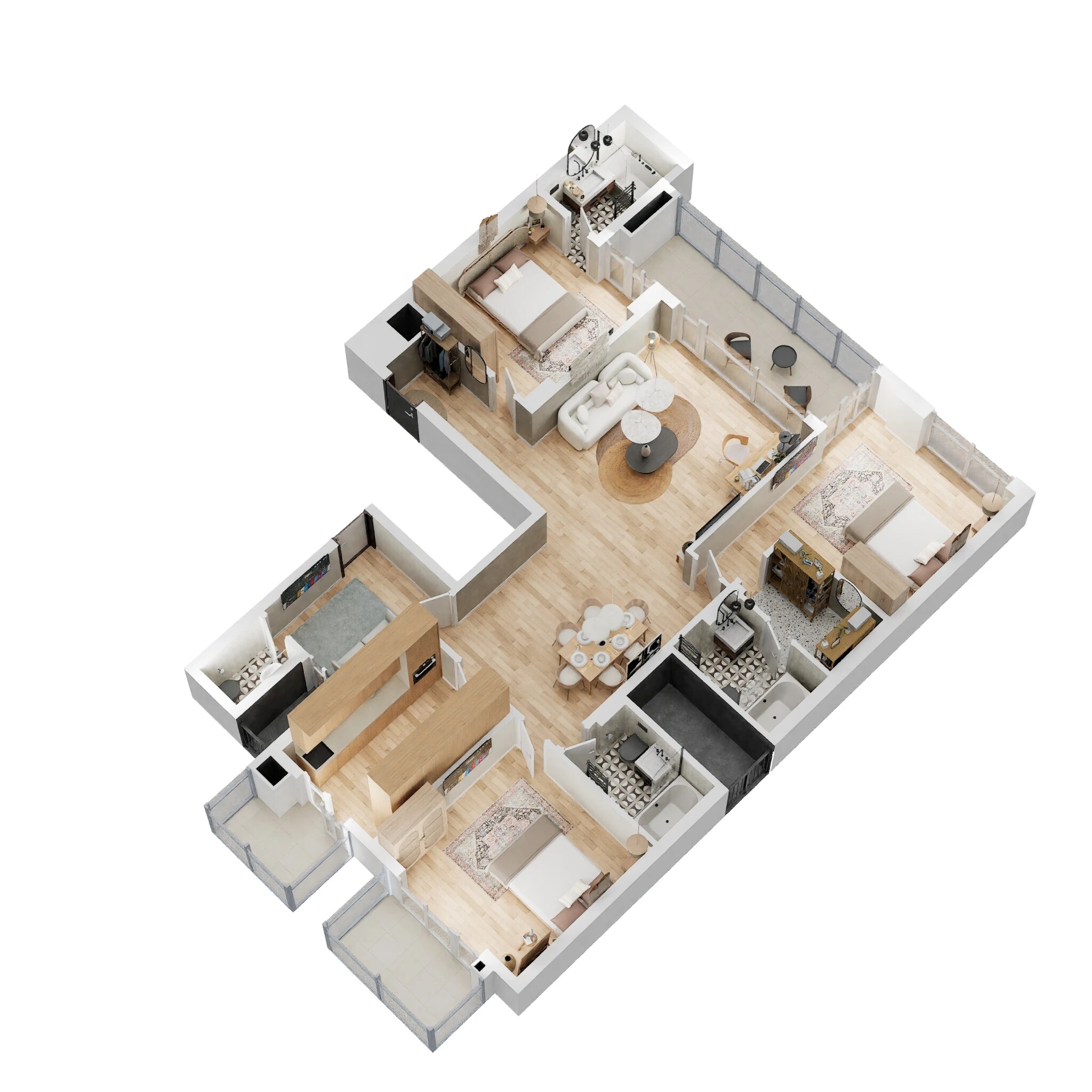 Floor plan of 3 BHK 2000 Sq. Ft. Apartment in Birla Navya, Gurgaon